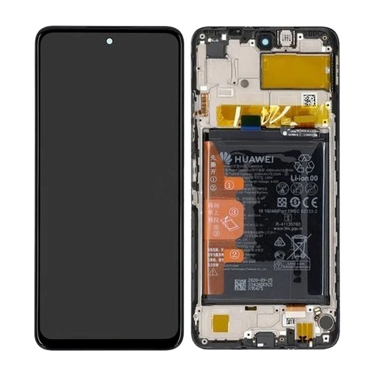 Huawei P Smart 2021/Y7a Skärm med LCD Display + Batteri Original - Svart image 1