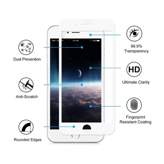 Skärmskydd Privacy iPhone 7/8/SE 2020 - 3D Härdat Glas Vit Bulk