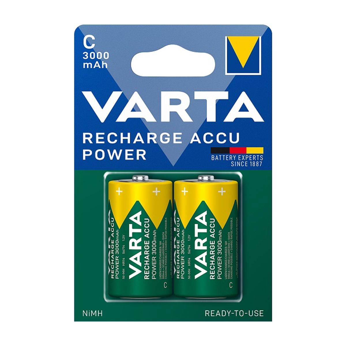 Varta C Batteri 3000mAh BLI2 C batteri (uppladdningsbart) 1.2V - 2-pack image 2