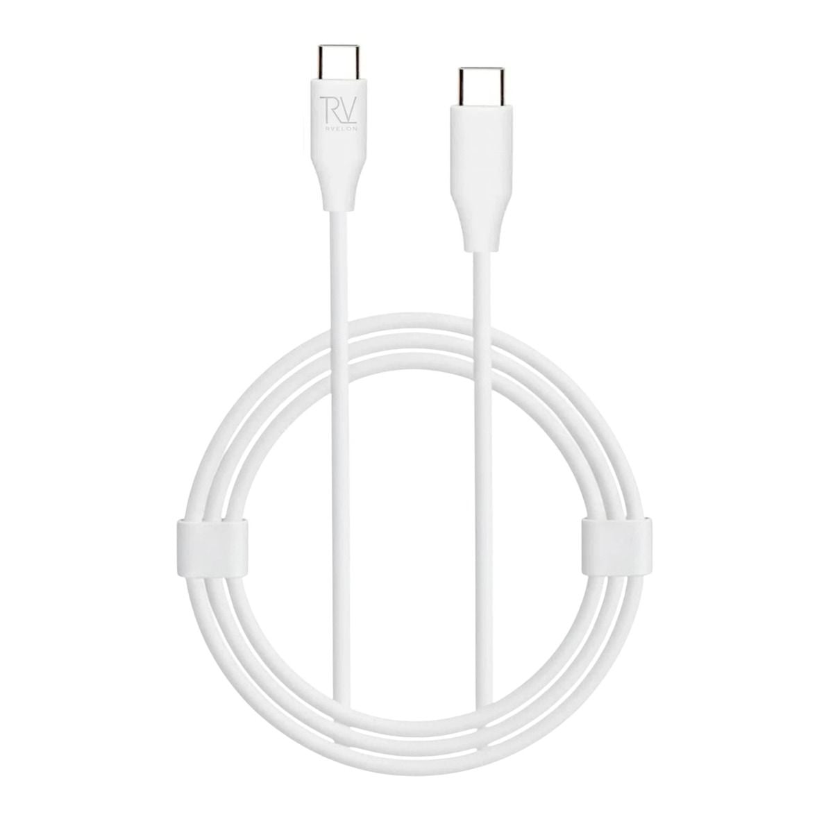 Rvelon Laddkabel USB C till USB C Silikon 60W - 1M Vit image 1