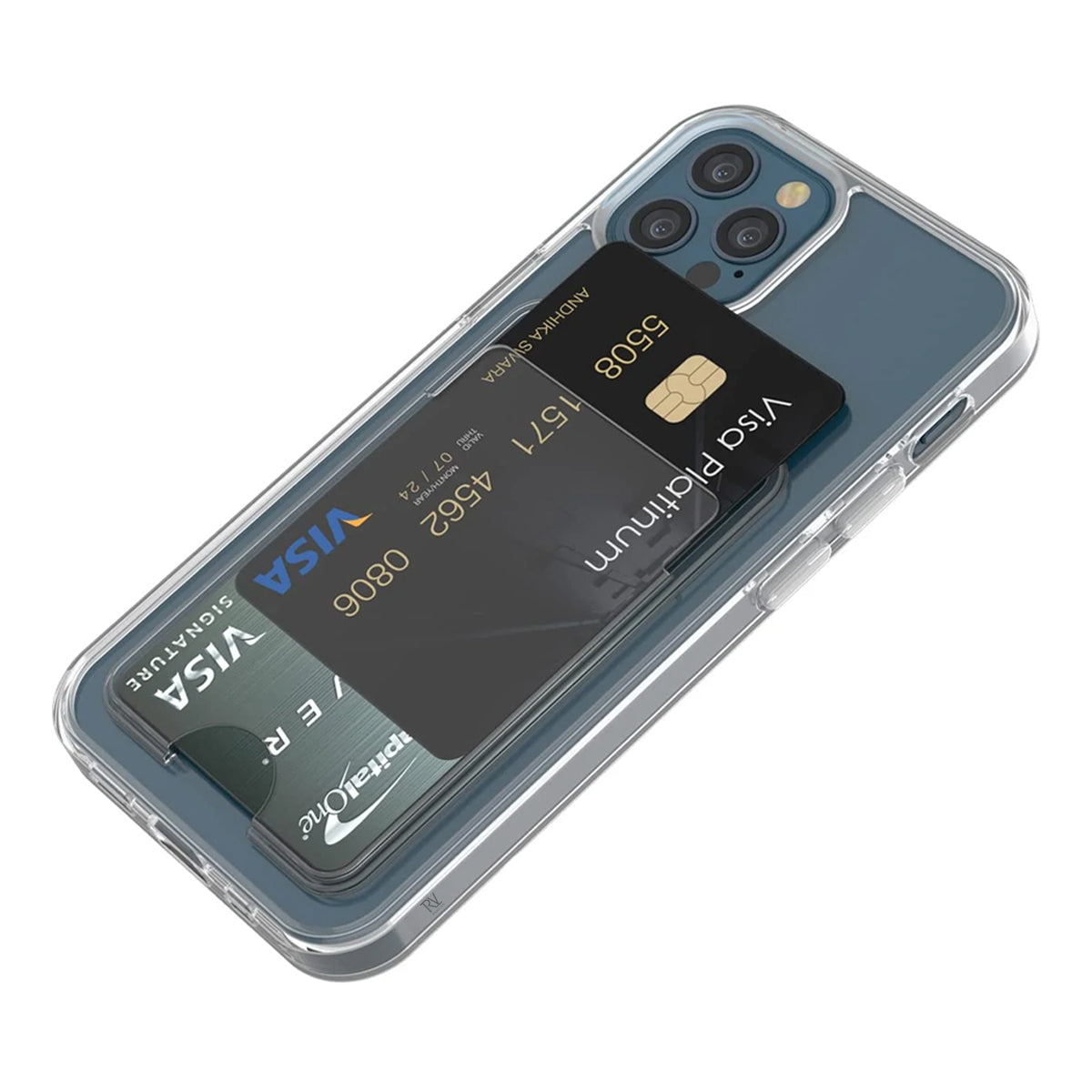 iPhone 12/12 Pro Mobilskal med Korthållare TPU Rvelon - Transparent image 5