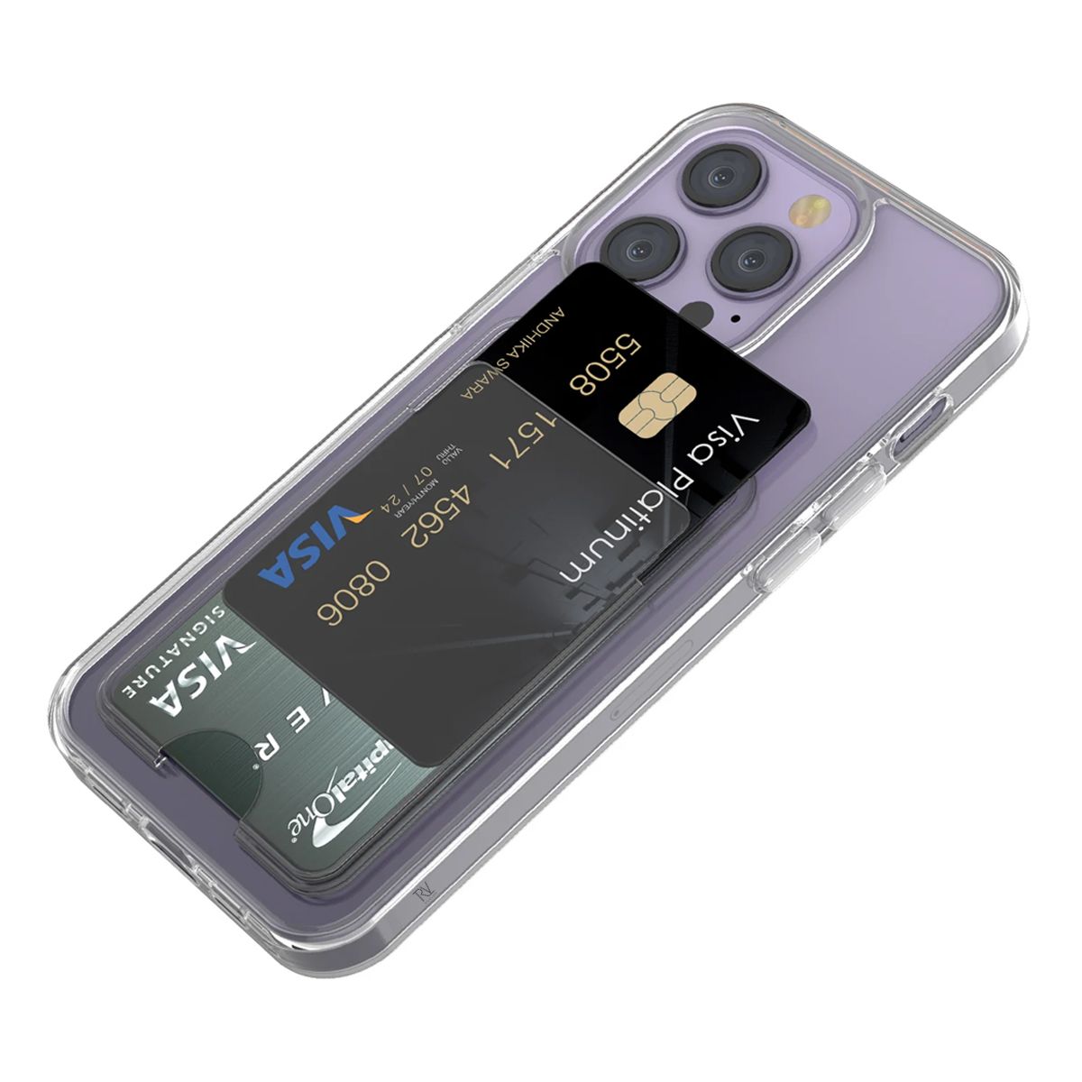 iPhone 14 Pro Mobilskal med Korthållare TPU Rvelon - Transparent image 5
