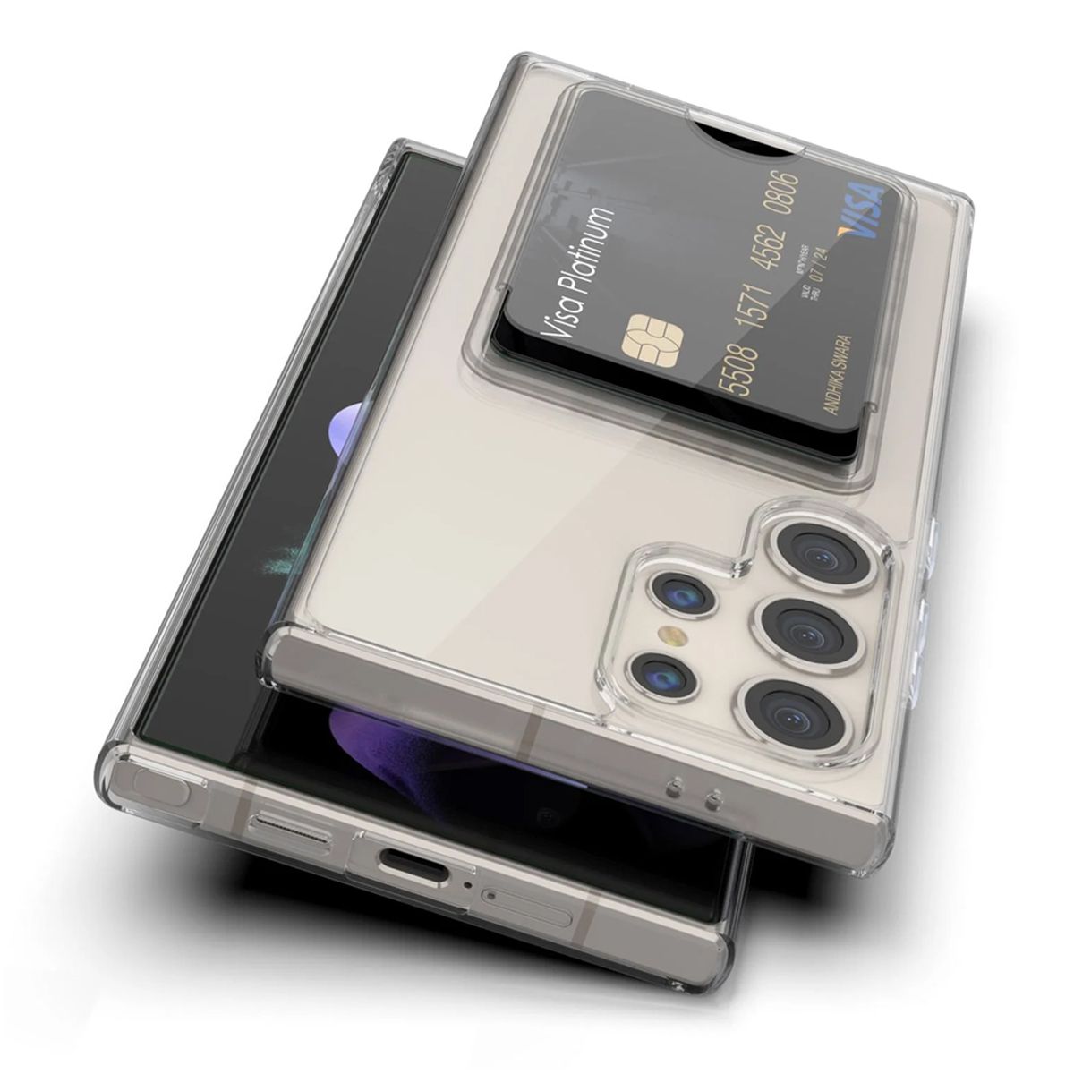 Samsung Galaxy S24 Ultra Mobilskal med Korthållare TPU Rvelon - Transparent image 5
