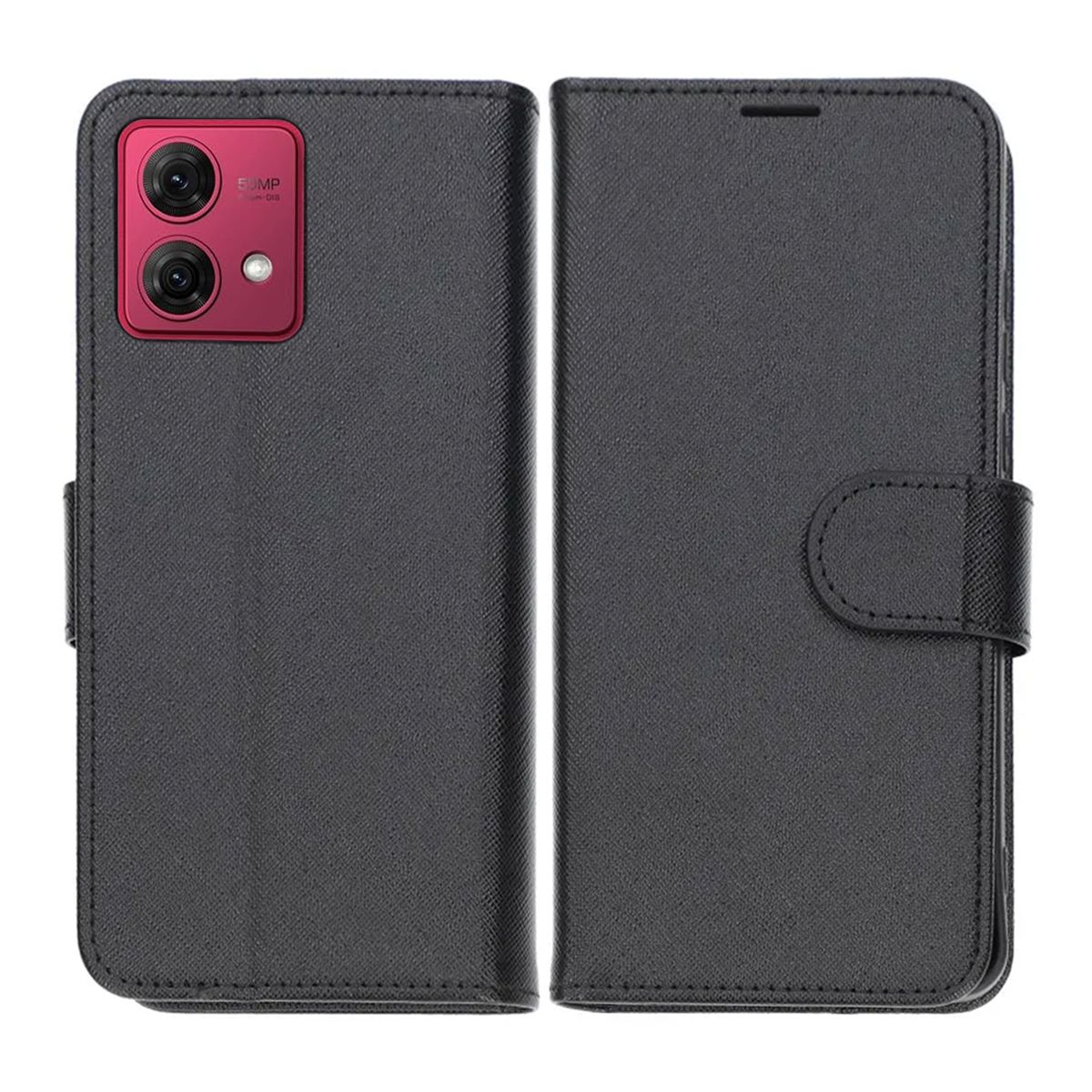 Motorola Moto G84 Plånboksfodral med Stativ - Svart image 1