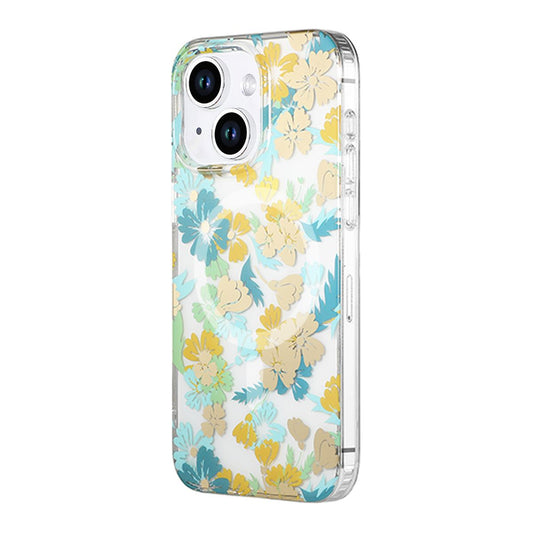 Mobilskal MagSafe för iPhone 14 och 15 Plus - Blommor Turkos image 2