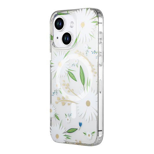 iPhone 15 Mobilskal MagSafe - Blommor Vit image 2