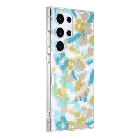 Samsung Galaxy S24 Ultra Mobilskal Magnet - Blommor Turkos image 2