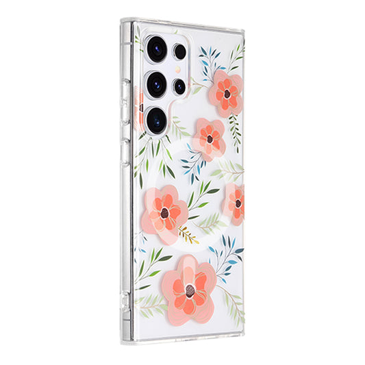 Samsung Galaxy S24 Ultra Mobilskal Magnet - Blommor Rosa image 2