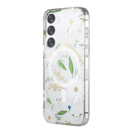 Samsung Galaxy S23 Mobilskal Magnet - Blommor Vit image 2