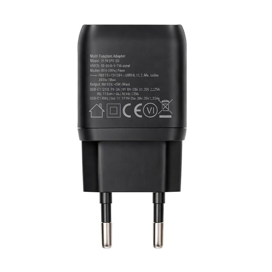 Rvelon USB C Väggladdare 45W GaN Dubbel Port- Svart image 3