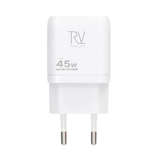 Rvelon USB C Väggladdare 45W GaN Dubbel Port- Vit image 2