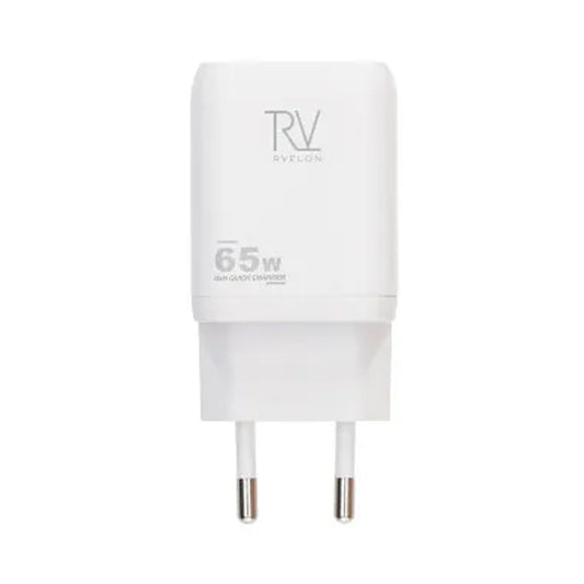Rvelon Väggladdare 2x USB-C + USB-A 65W GaN - Vit image 2