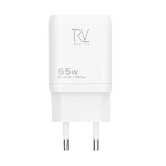 Rvelon Väggladdare 2x USB-C + USB-A 65W GaN - Vit image 2
