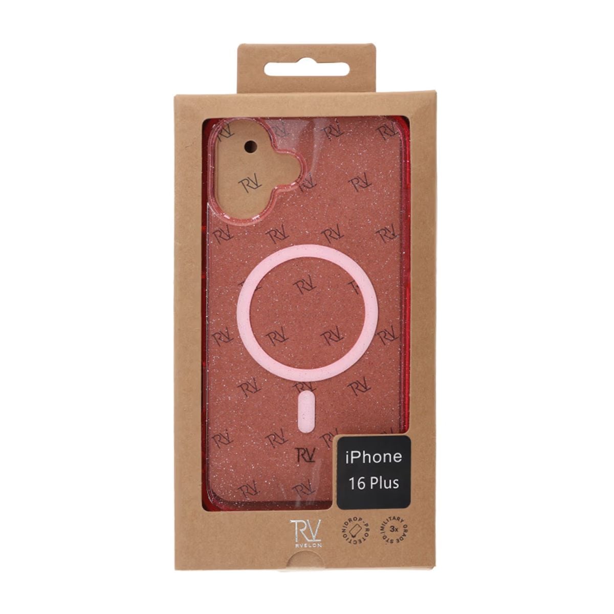 iPhone 16 Plus Rvelon Mobilskal TPU med MagSafe - Glitter Rosa image 6
