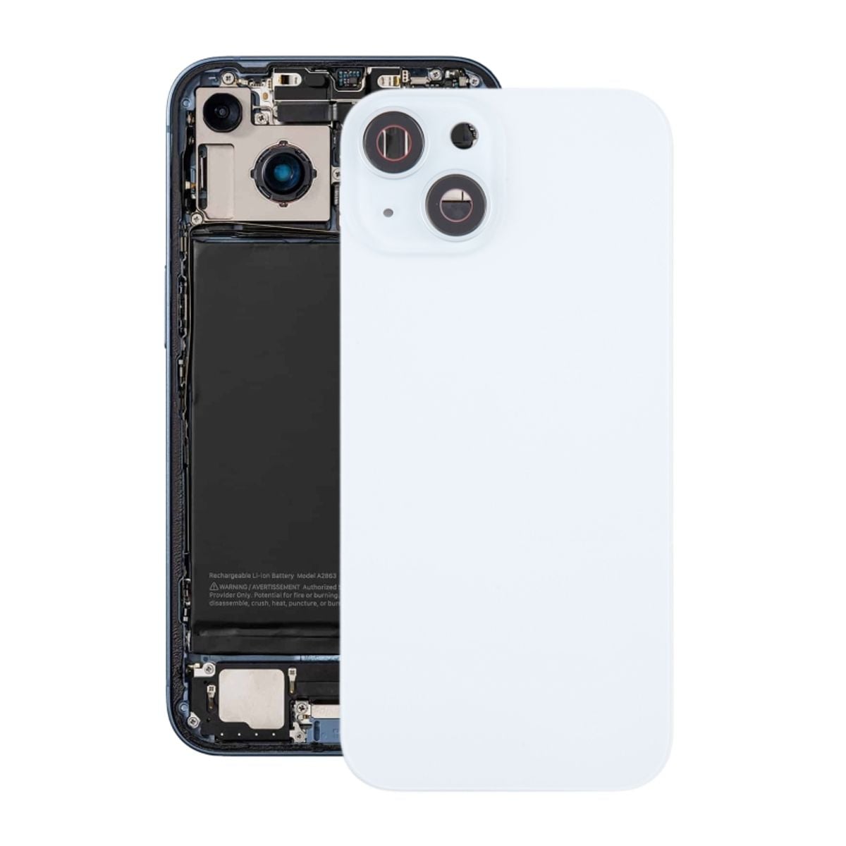 iPhone 15 Baksida Glas med Magnet och Kameralins - Vit image 1
