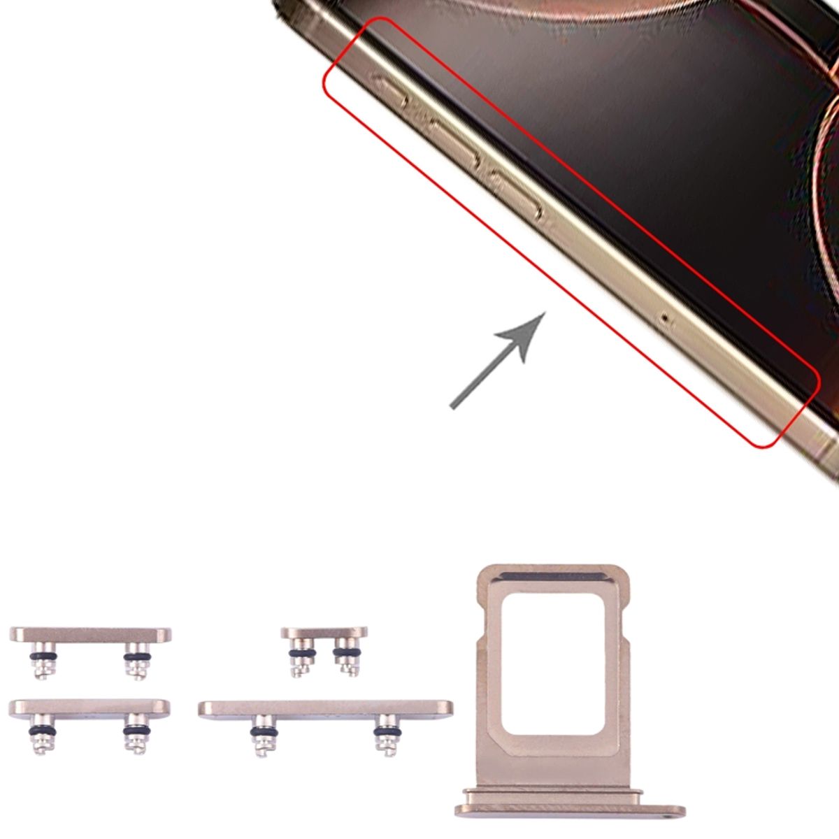 Knappar och Simkorthållare för iPhone 16 Pro/16 Pro Max - Sandfärgat Titan image 4