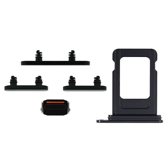 Knappar och Simkorthållare för iPhone 15/15 Plus - Svart image 2