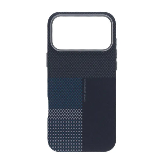 Mobilskal Aramidfiber för iPhone 17 Pro - Blå med rutnät image 2