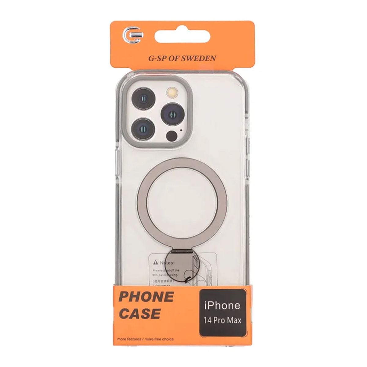 Skal Magsafe till iPhone 14 Pro Max - Transparent grå med ringstativ image 4