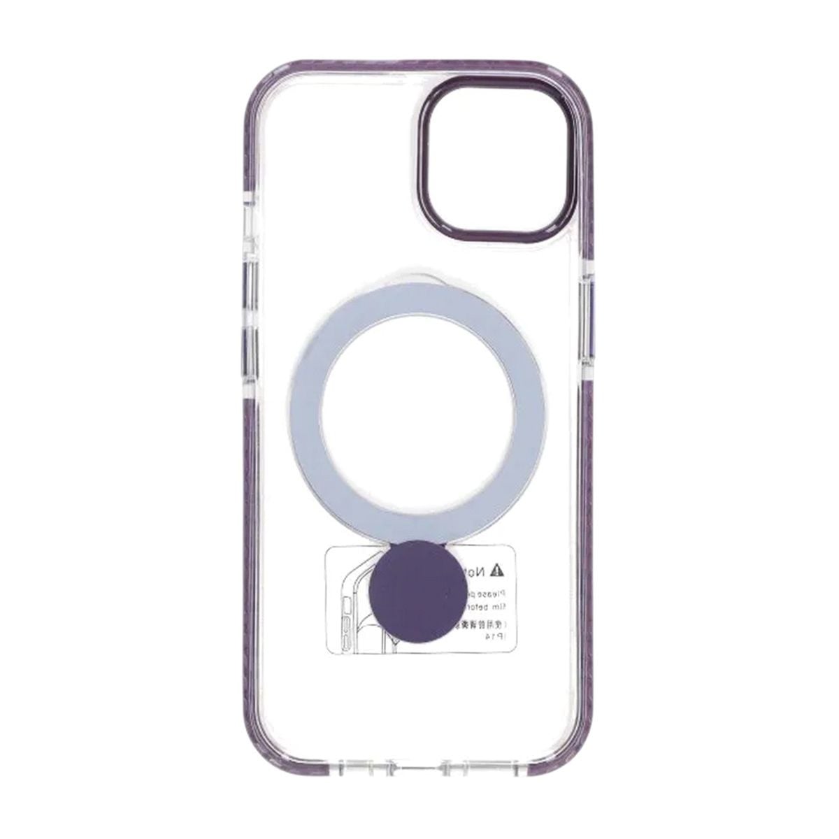 Skal Magsafe till iPhone 15 - Transparent lila med ringstativ image 3
