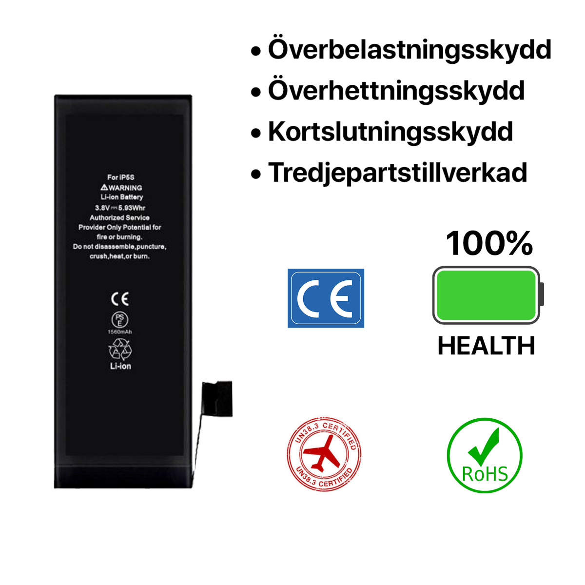 iPhone 5S Batteri Hög Kvalité image 3