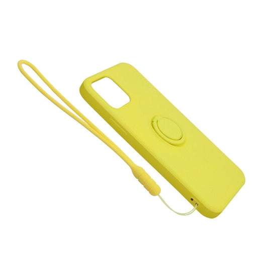 iPhone 12 Pro Max Silikonskal med Ringhållare och Handrem - Gul image 4