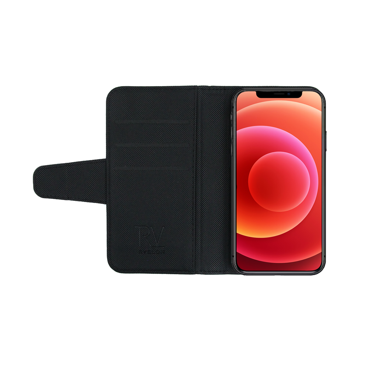 iPhone 12 Pro Max Plånboksfodral Extra Kortfack Rvelon - Svart image 4