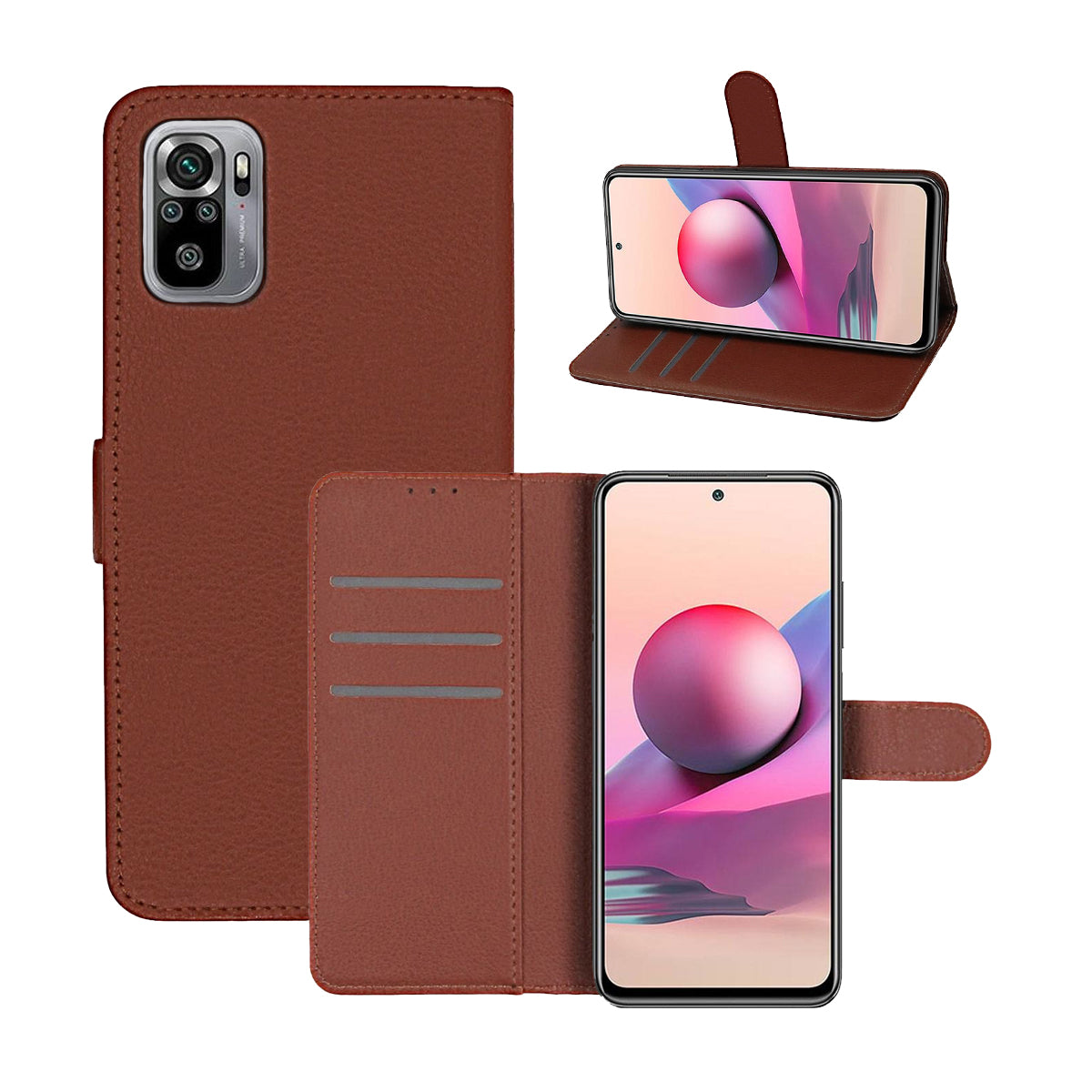 Xiaomi Redmi Note 10/10S Plånboksfodral med Stativ - Brun image 4