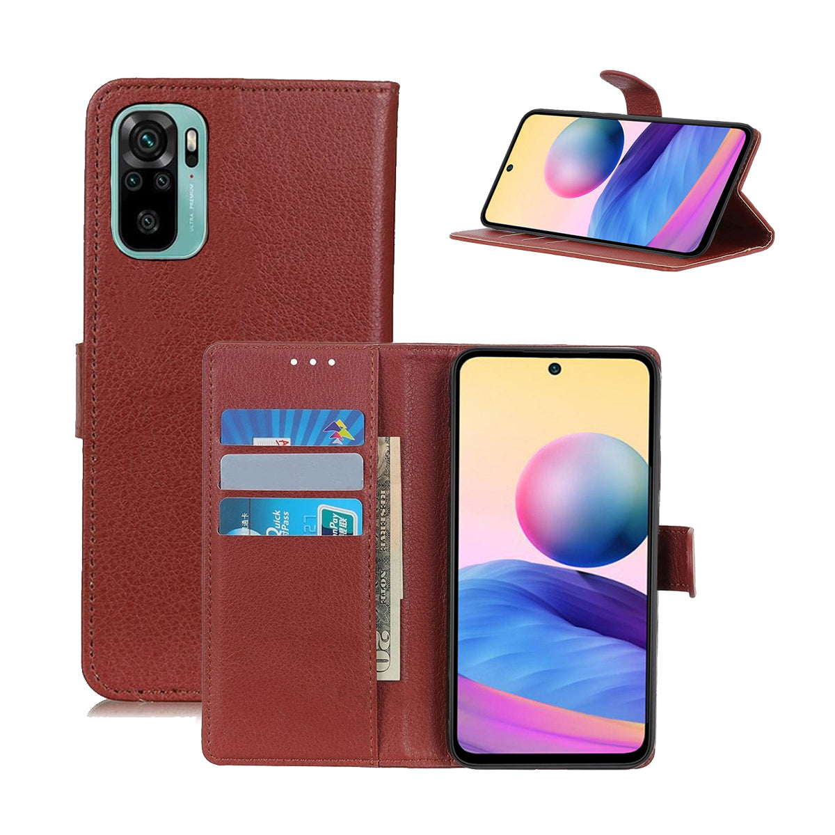 Xiaomi Redmi Note 10 Pro Plånboksfodral med Stativ - Brun image 4