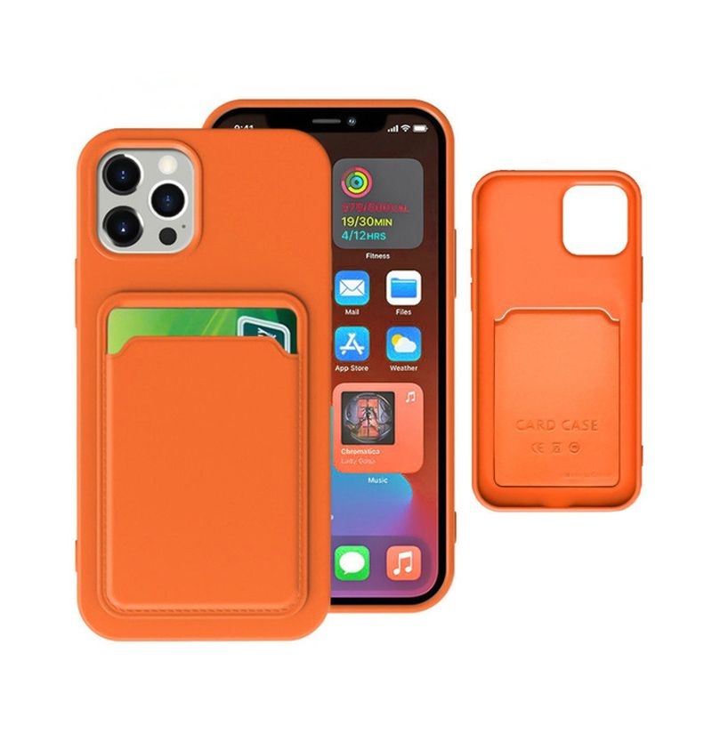 iPhone 13 Silikonskal med Korthållare - Orange image 5