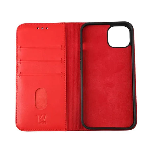 iPhone 12 Pro Max Plånboksfodral Läder Rvelon - Röd image 3