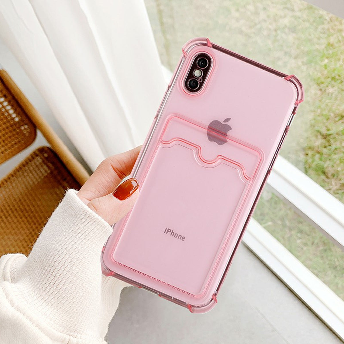 iPhone XS Max Stöttåligt Skal med Korthållare - Rosa image 5