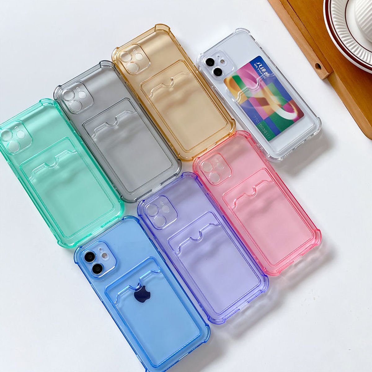 iPhone 12 Stöttåligt Skal med Korthållare - Gul image 4