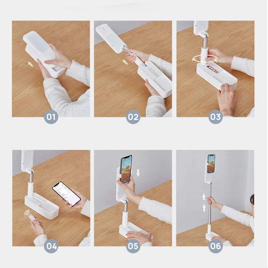 Portabel Stativ Mobiltelefon med Teleskopfunktion och Lampa image 5