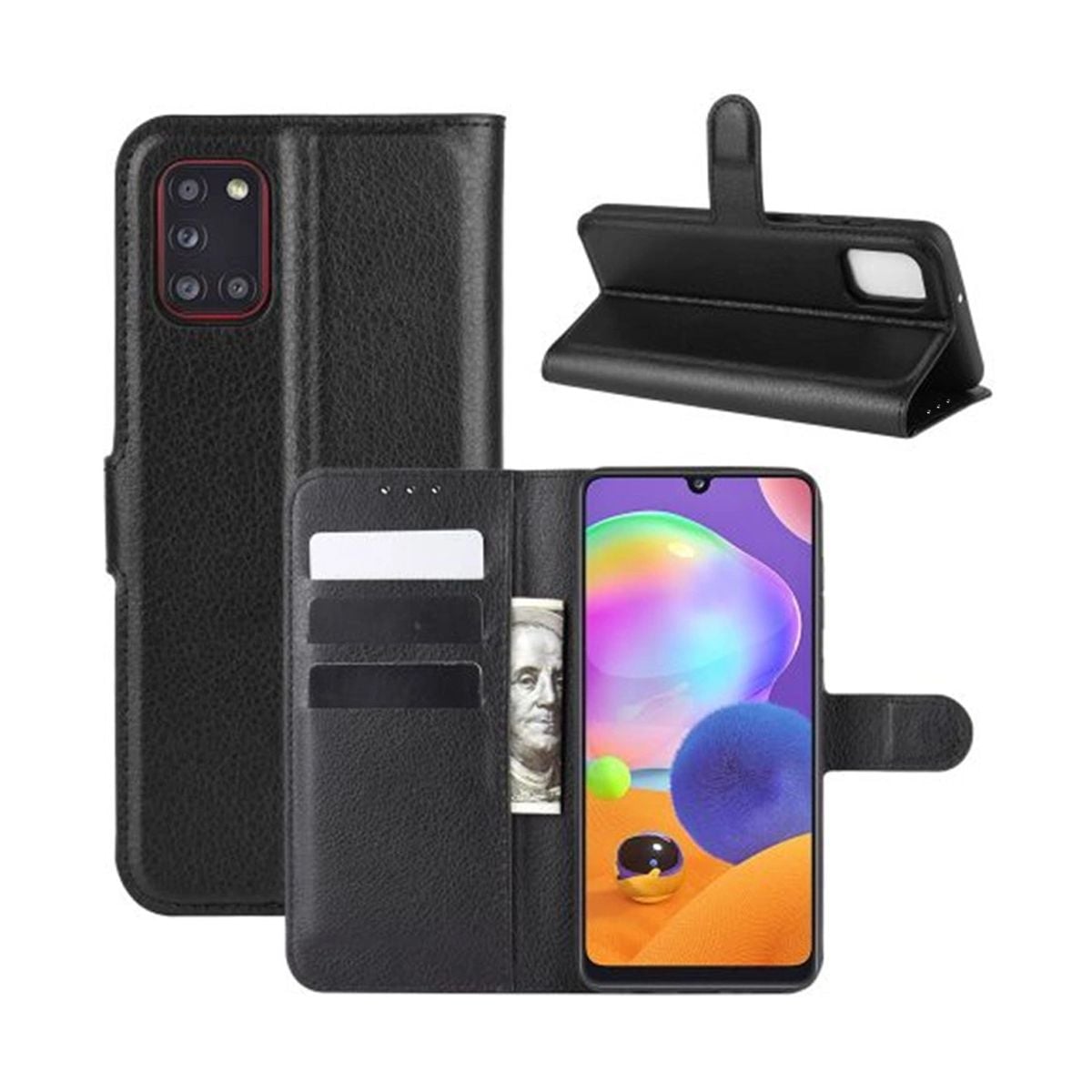 Samsung Galaxy A31 4G Plånboksfodral med Stativ - Svart image 5