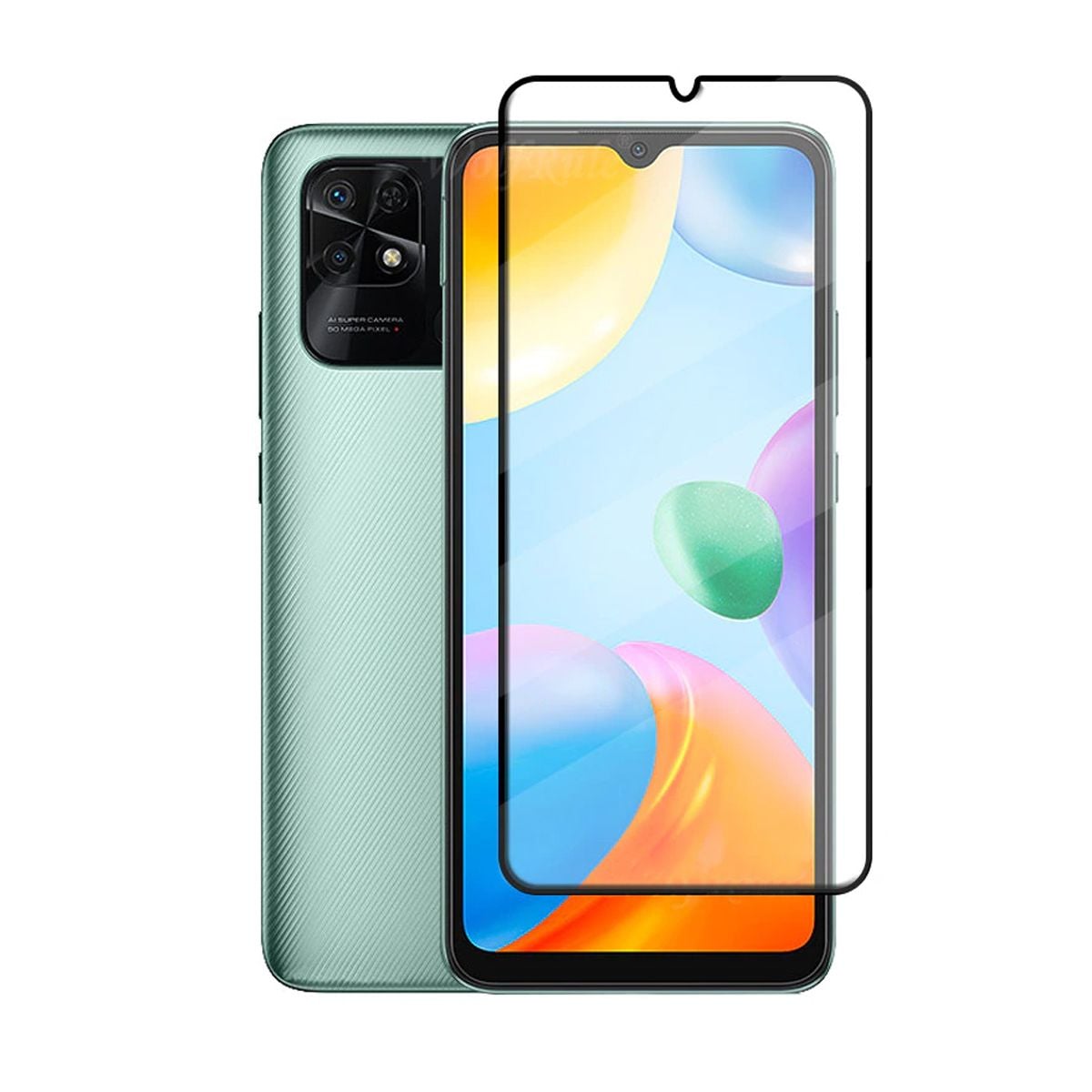 Skärmskydd Redmi 9C NFC - 3D Härdat Glas Svart (bulk) image 1
