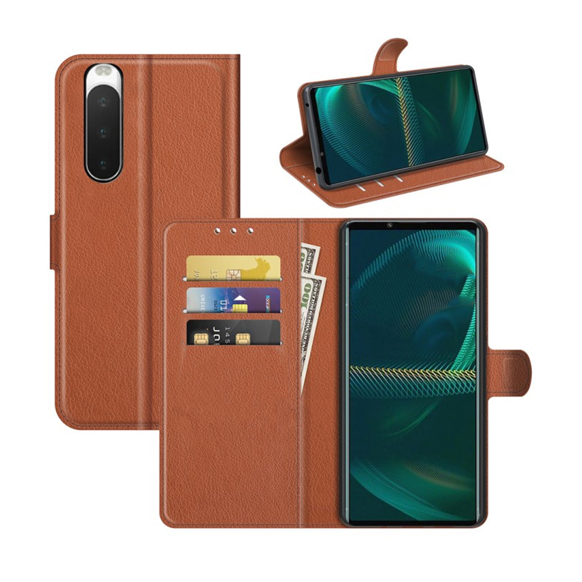 Sony Xperia 10 IV Plånboksfodral med Stativ - Brun image 6