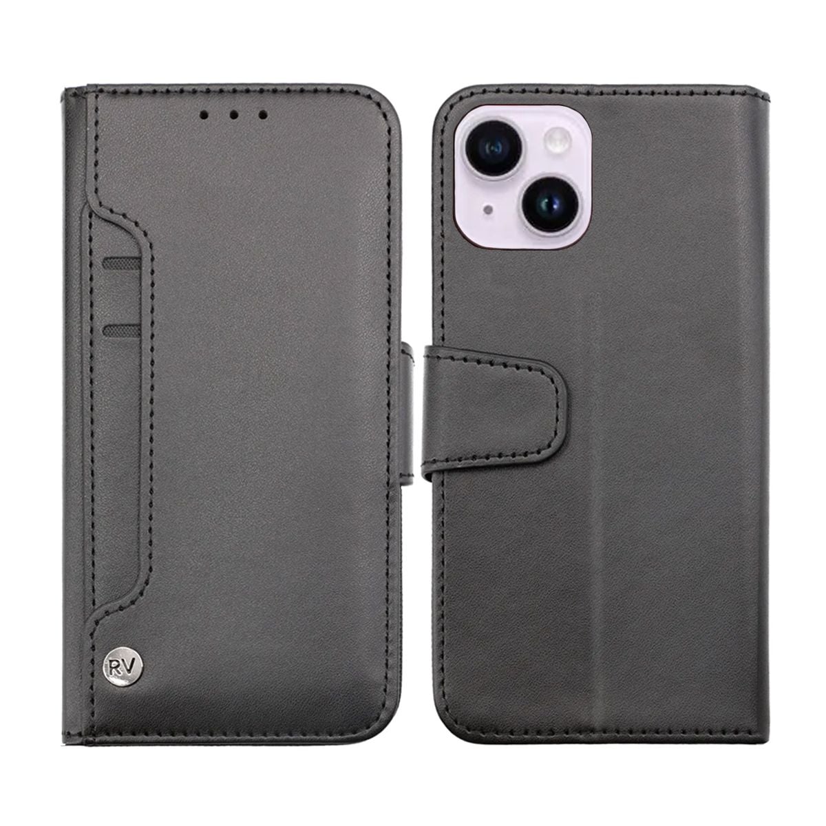 iPhone 14 Plus Plånboksfodral Extra Kortfack Rvelon - Svart image 1