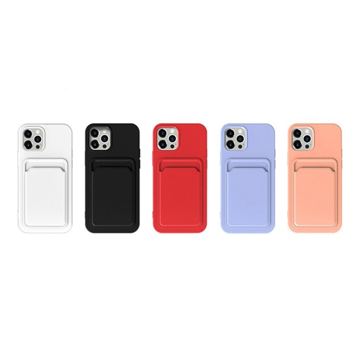 iPhone 14 Pro Silikonskal med Korthållare - Rosa image 3