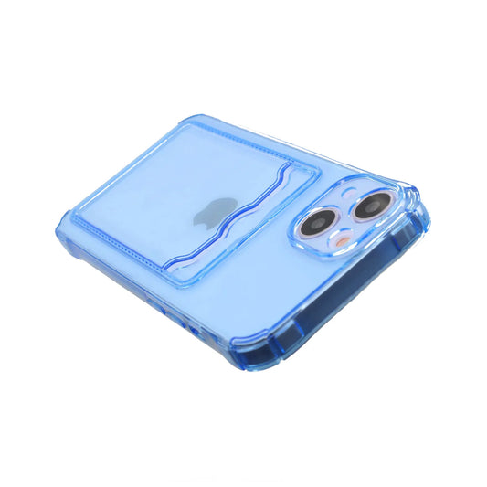 iPhone 14 Stöttåligt Skal med Korthållare - Blå image 2