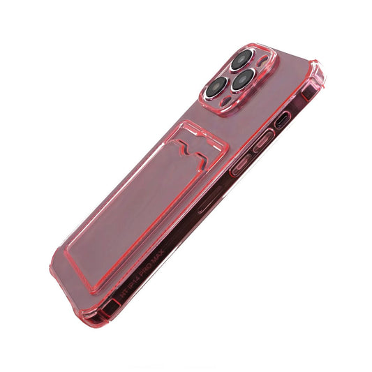 iPhone 14 Pro Max Stöttåligt Skal med Korthållare - Rosa image 3