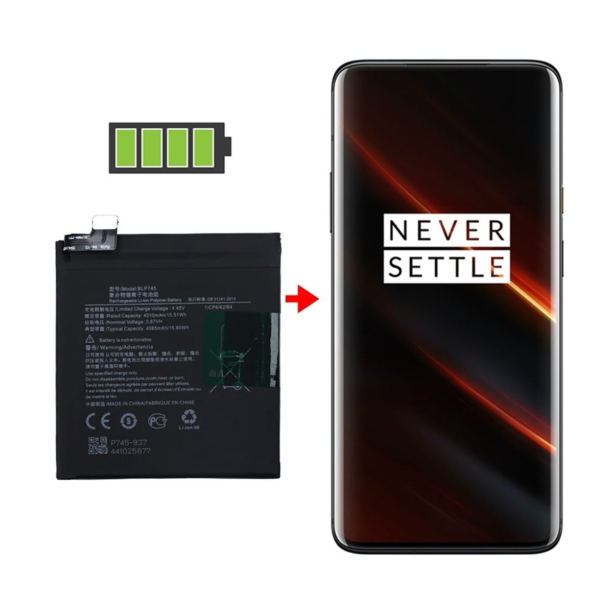 Batteri till OnePlus BLP745 image 4