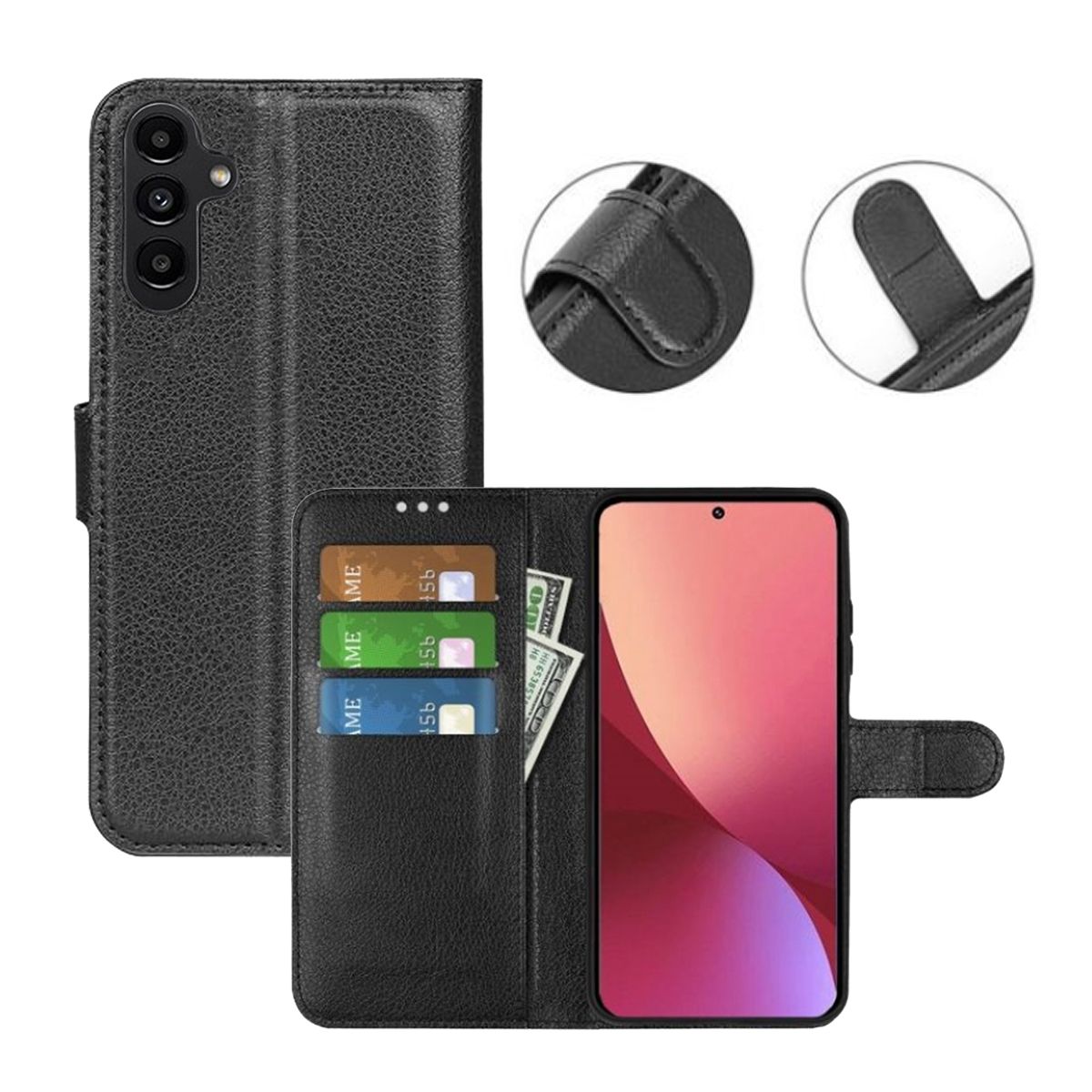 Samsung Galaxy A14 5G Plånboksfodral med Stativ - Svart image 5
