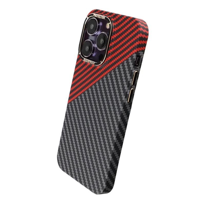 Kolfiber Skal iPhone 14 Pro - Röd & Svart image 5