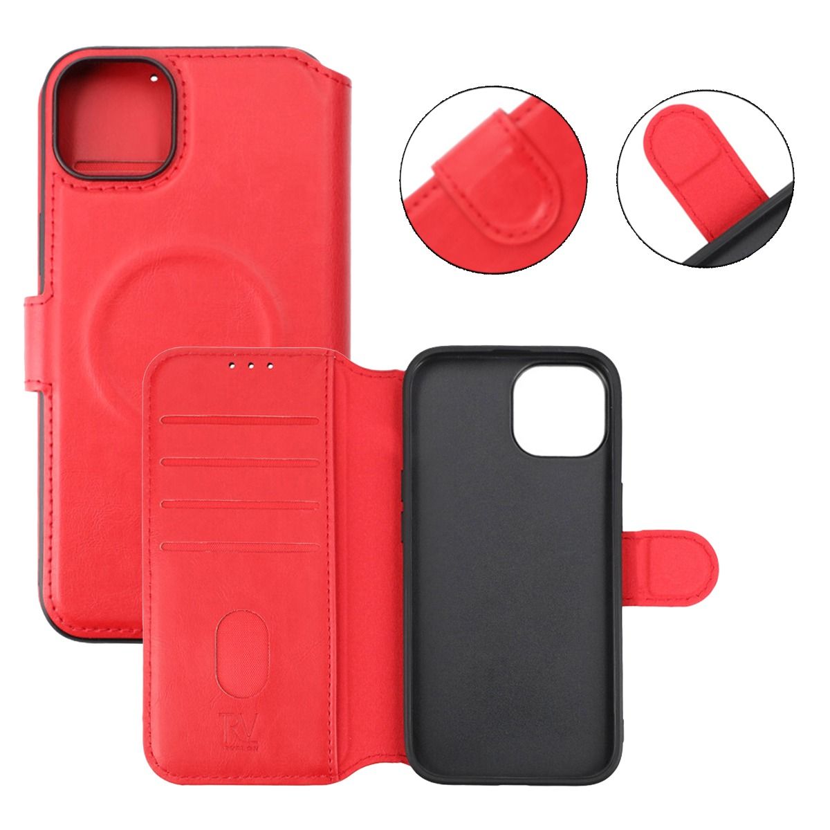 iPhone 15 Plus Plånboksfodral med Magsafe Rvelon - Röd image 6