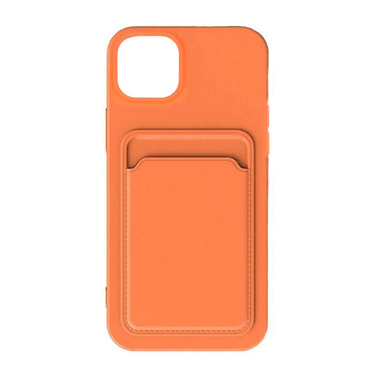 iPhone 15 Mobilskal Silikon med Korthållare - Orange image 3
