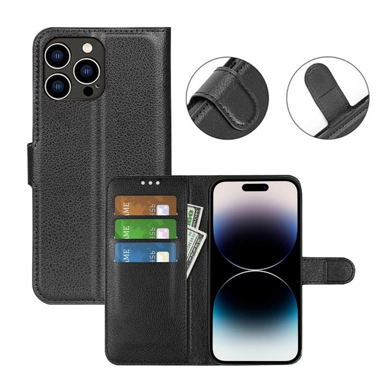 iPhone 15 Pro Plånboksfodral med stativ - Svart image 5