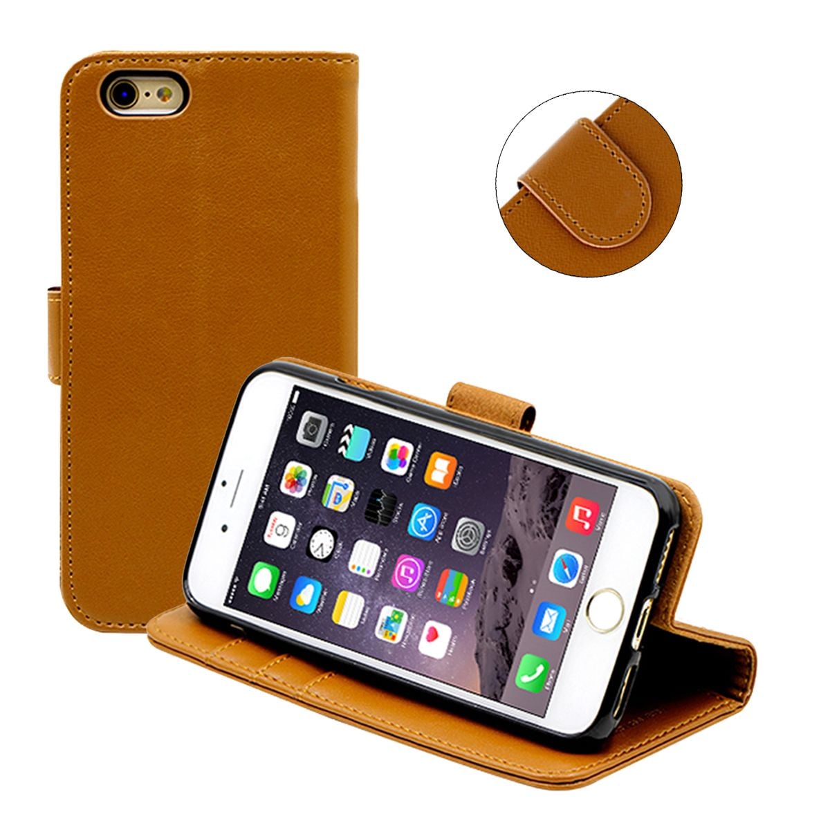 iPhone 6 och iPhone 6S Plånboksfodral Läder med Stativ - Brun image 5