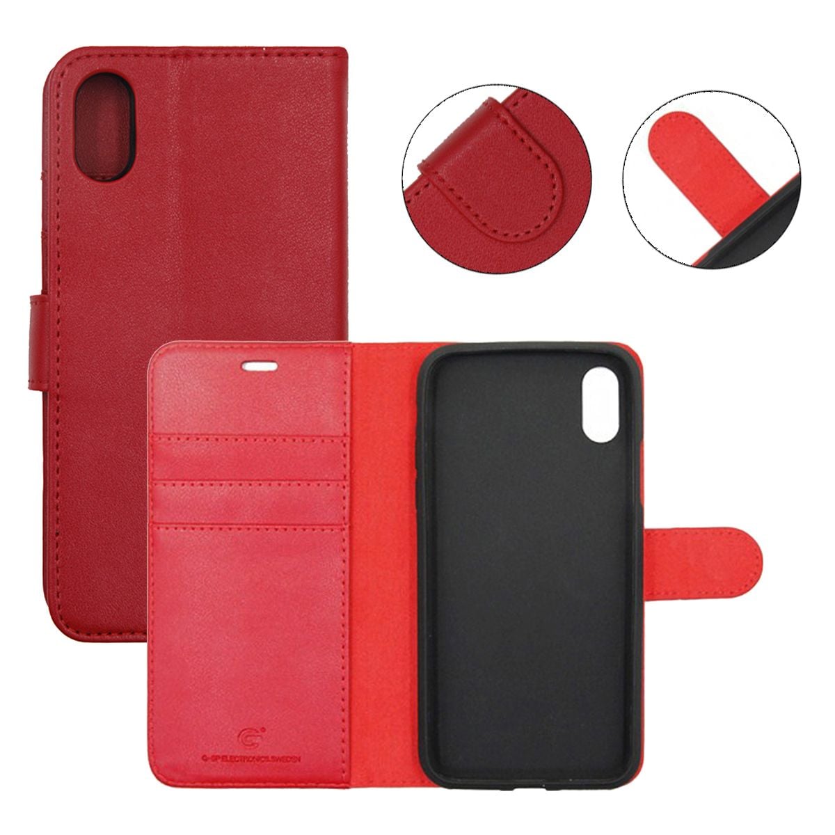iPhone X/XS Plånboksfodral Magnet Läder med Stativ G-SP - Röd image 8