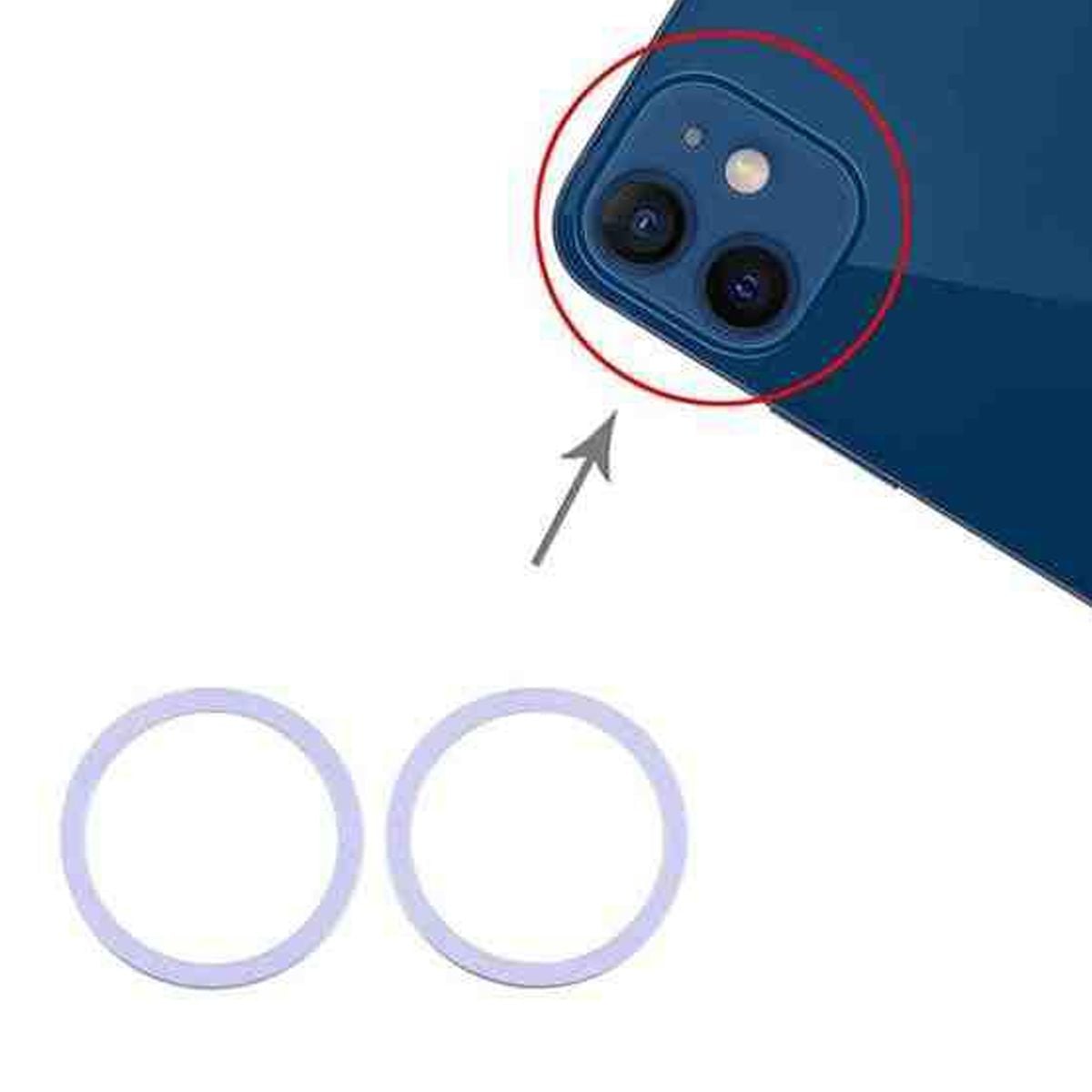 iPhone 12 Linsskydd med Metallram - Lila (2-pack) image 2